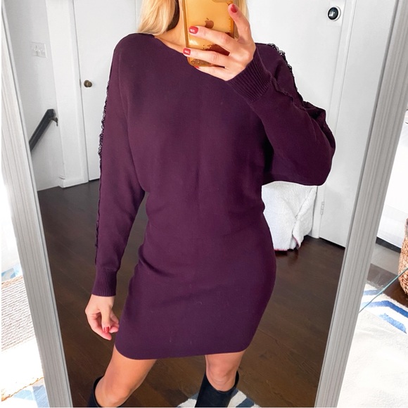 🍇 ORSAY PURPLE LACE WOVEN LONG SLEEVE DRESS! - Picture 6 of 14